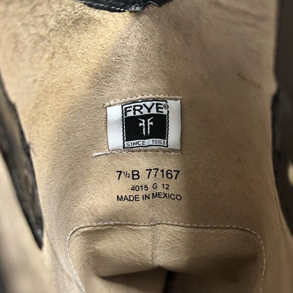 Frye Melissa Button Lug Tall Leather Boots | Black | Size 7.5 - Picture 7 of 7